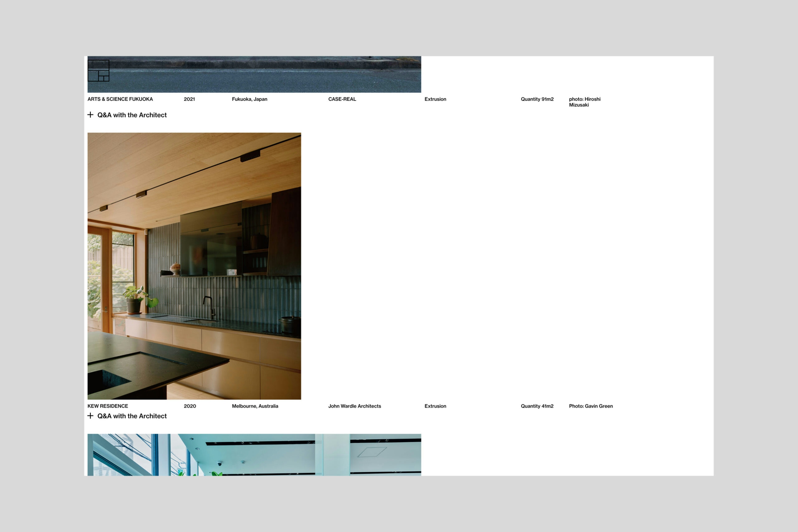 Tajimi Custom Tiles web page showing featured projects