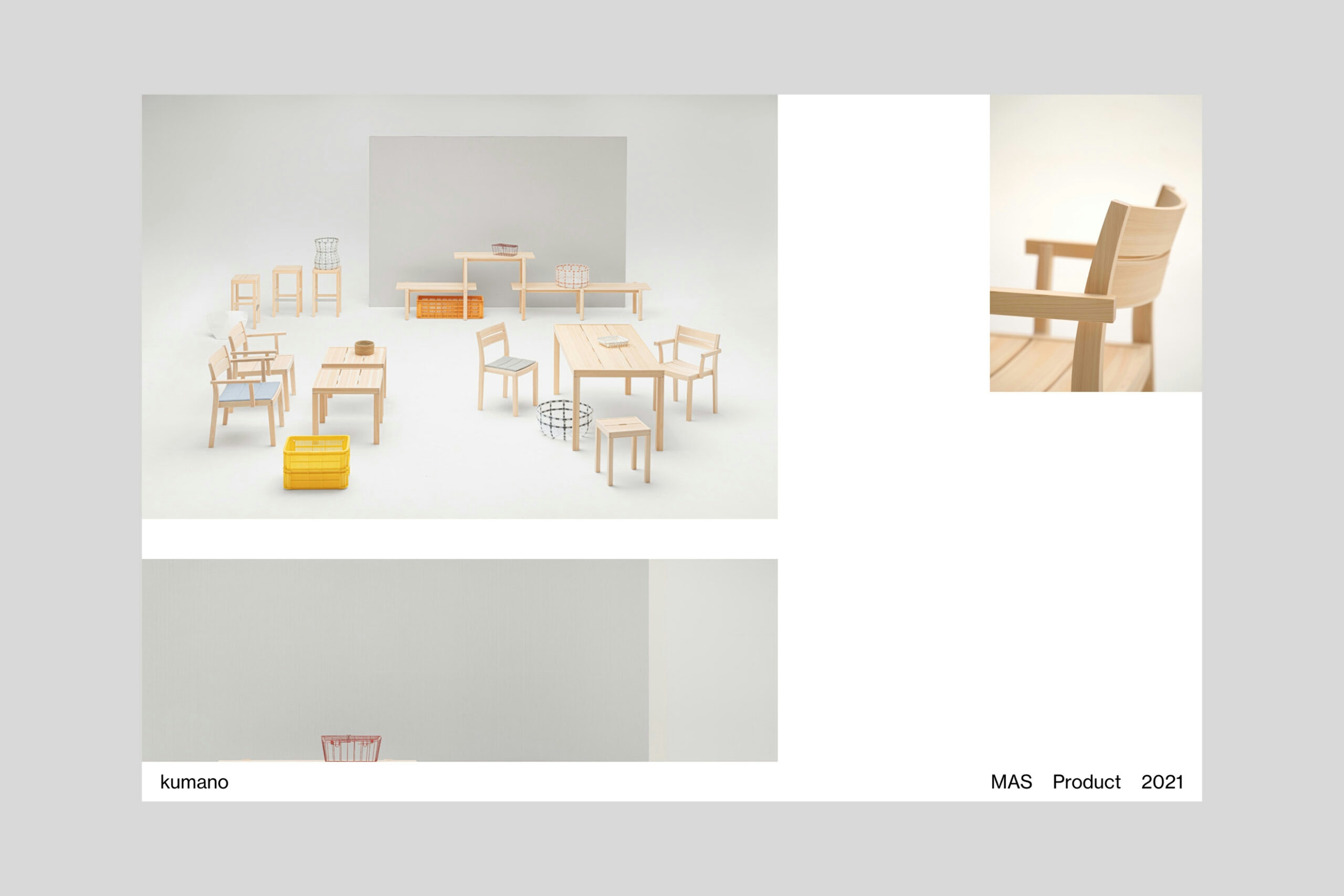 Wataru Kumano web layout showing wooden furniture
